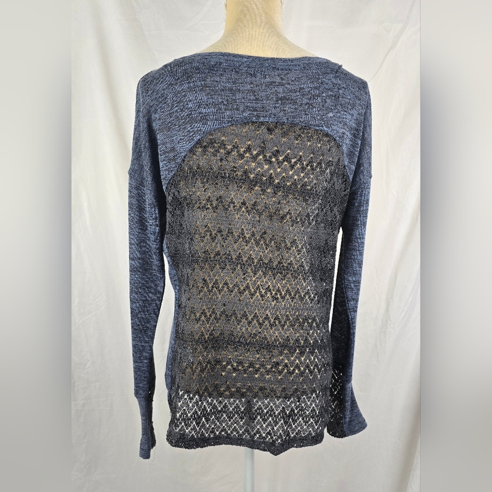 Miss Me Studded Velvet Embossed Lace Back Knit Boho Tunic Top sz Medium - Picture 4 of 9